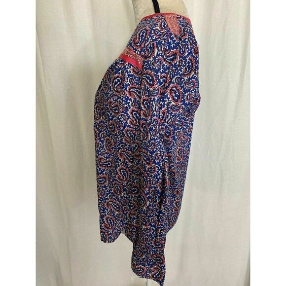 J Crew Paisley Pattern Long sleeve v neck top - Picture 3 of 6